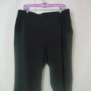 Eddie Bauer Black Capri Pants Stretch Pull On Elastic Waist Casual SZ XL